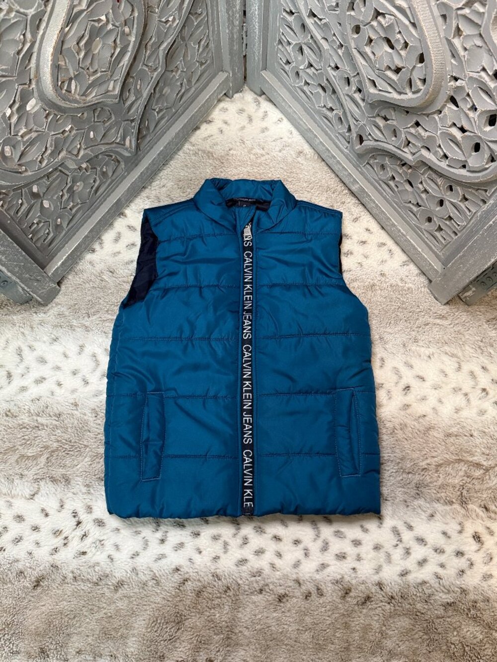 Calvin Klein Jeans navy puffer vest boys 4T preppy quiet luxury preschool winter